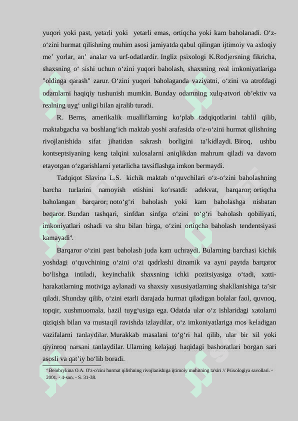 Maktab o‘quvchilarida o‘zini baholash dinamikasi 8
