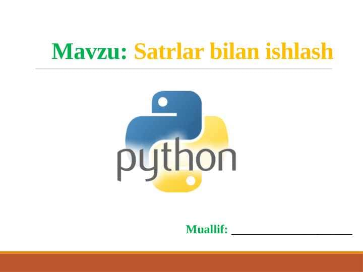 Satrlar bilan ishlash