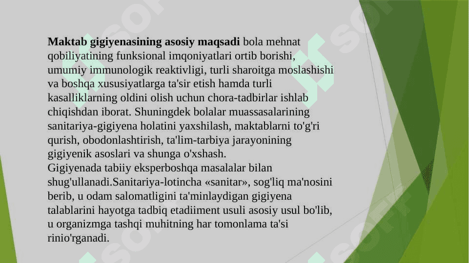 Maktabda o`qitish va tarbiyalash sharoitlarini gigiyenik optimallashtirish asoslari 3