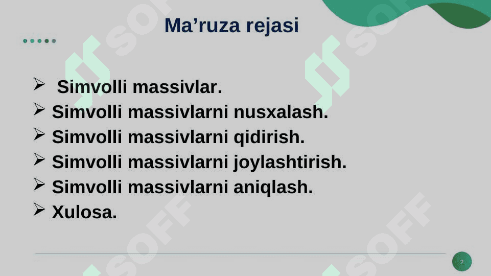 SATRLAR VA KENGAYTIRILGAN BELGILAR 2