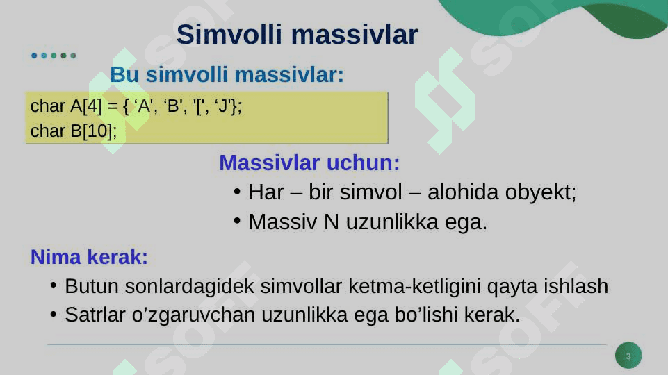 SATRLAR VA KENGAYTIRILGAN BELGILAR 3