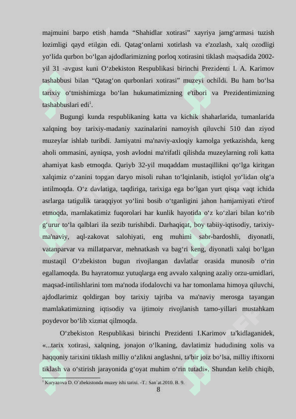 Mustaqillik yillarida muzeylar faoliyati 8