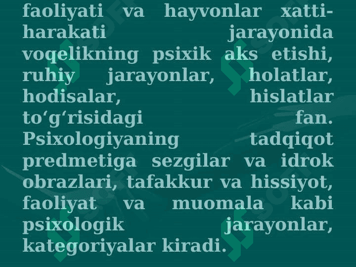 Psixologiya fanining maqsad vazifalari byekti, predmeti. 3