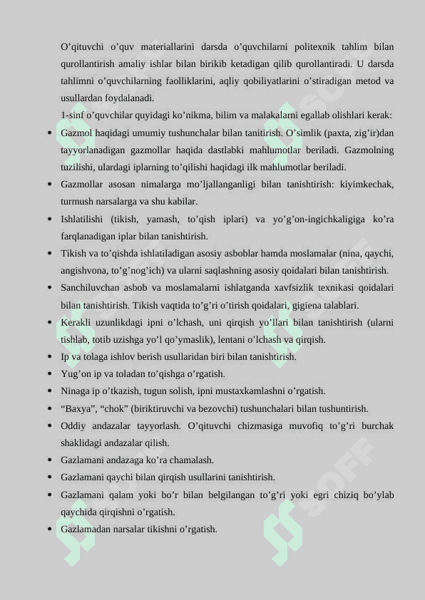 O‘quvchilarga ip va gazlama mavzusini o‘qitish metodikasi 8