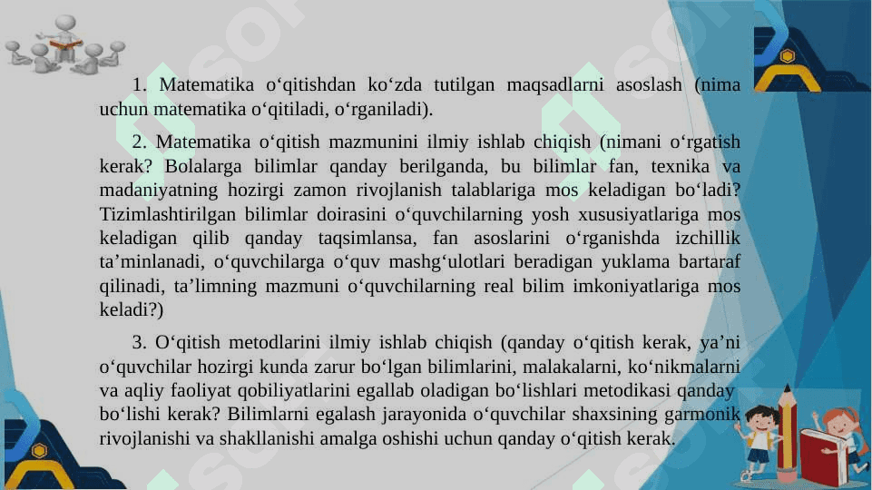 BOSHLANGʻICH SINFLARDA MATEMATIKA  OʻQITISH METODIKASI FAN SIFATIDA 8