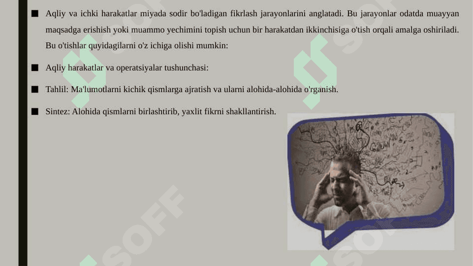 Aqliy va ichki harakatlar. Bir harakatdan ikkinchi harakatga, aqliy operatsiyalarga o'tish 3