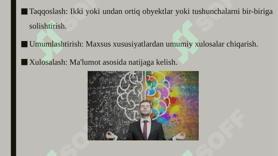 Aqliy va ichki harakatlar. Bir harakatdan ikkinchi harakatga, aqliy operatsiyalarga o'tish 4