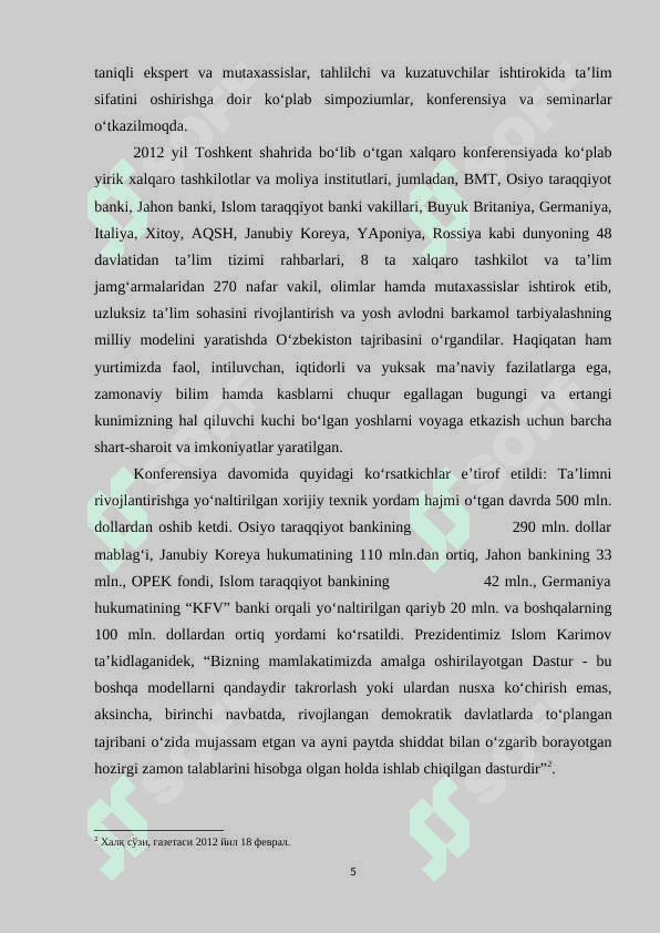 O‘zbekiston Respublikasida ta’lim sohasida amalga                 oshirilgan islohotlar 5