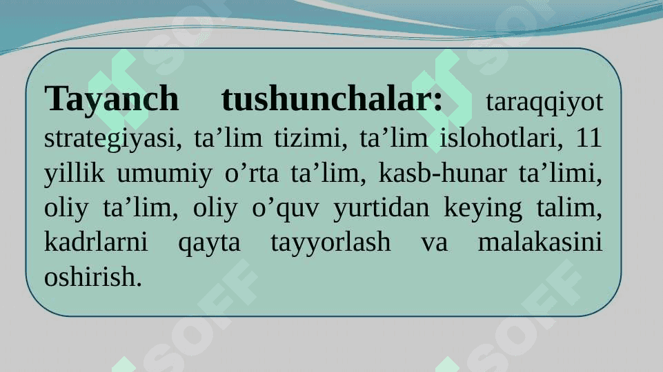 Umumiy o‘rta va o‘rta maxsus ta’lim, ta’limning tayanch bosqichi sifatida. Boshlang‘ich ta’limiy muhit. Boshlang‘ich sinf o‘quvchisi. 3