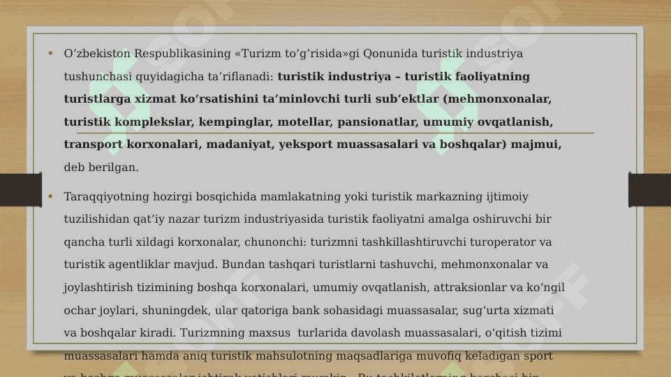 O'zbekistonda turizm infratuzilmalarini takomillashtirish yo'llar 5