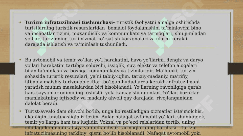 O'zbekistonda turizm infratuzilmalarini takomillashtirish yo'llar 6