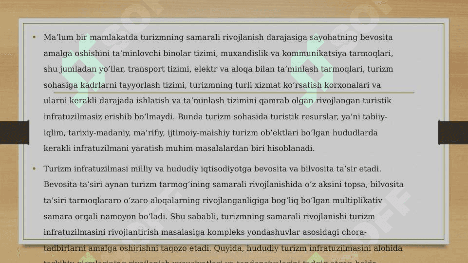 O'zbekistonda turizm infratuzilmalarini takomillashtirish yo'llar 8