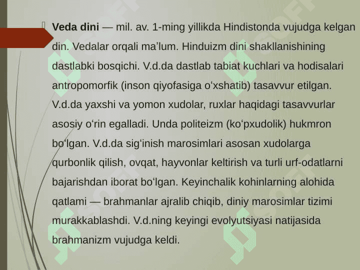 Hindiston dinlari: vedizm–braxmanlik–hinduiylik, jayniylik,sikxiylik 2