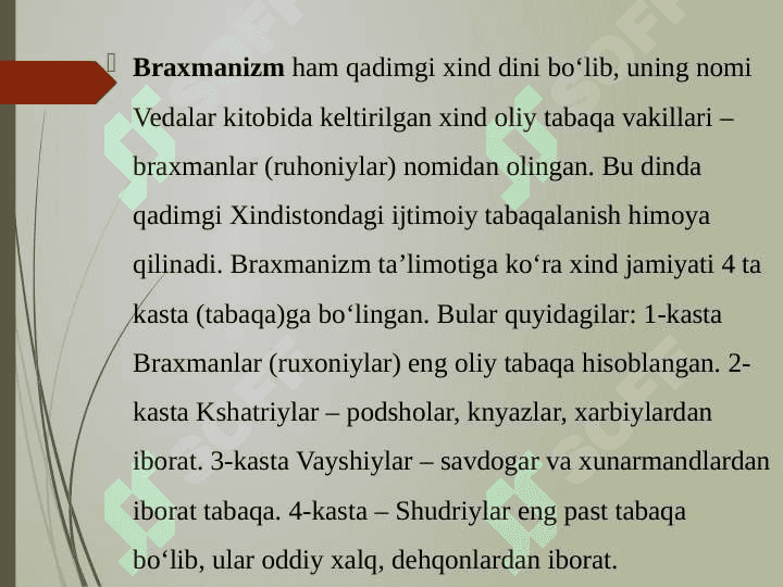Hindiston dinlari: vedizm–braxmanlik–hinduiylik, jayniylik,sikxiylik 3