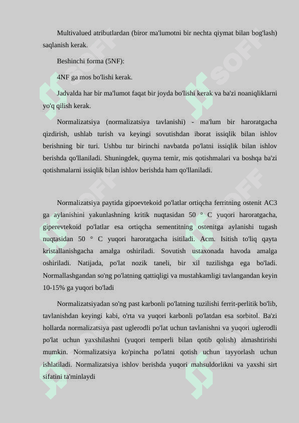 NORMALIZATSIYA NIMA VA UNING BOSQICHLARINI TUSHUNTIRIB BERING 3