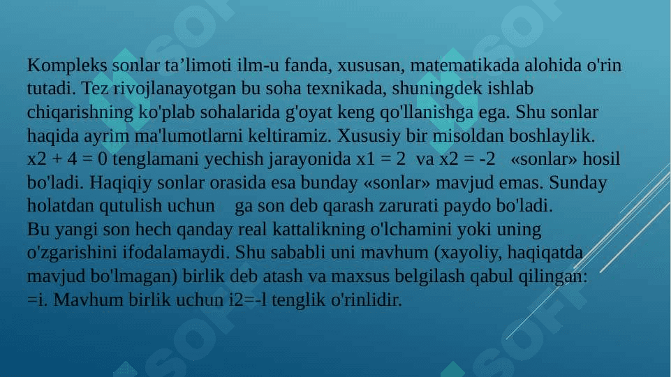 Kompleks sonlar. 2