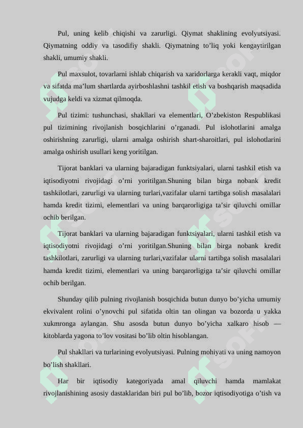 PUL FUNKSIYALARI.(YEVROPA AMERIKA MAKTABI) 2