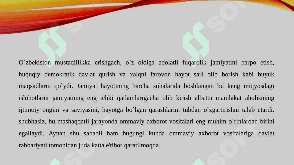 O‘zbekiston Respublikasida ommaviy axborot vositalarining faoliyati 2