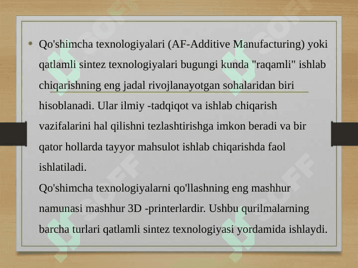 Qo'shimcha texnologiyalar. Raqamli iqtisodiyotdagi sanoat deformasiyasi 3