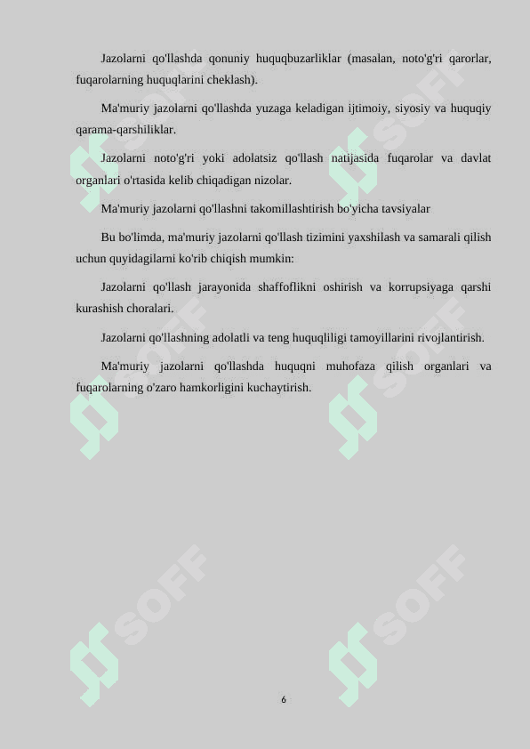 MAMURIY JAZO QO'LLASH TO'G'RISIDAGI QARORLARNI IJRO ETISHNING UMUMIY TAVSIFI TARTIBI VA MUDDATLARI 6