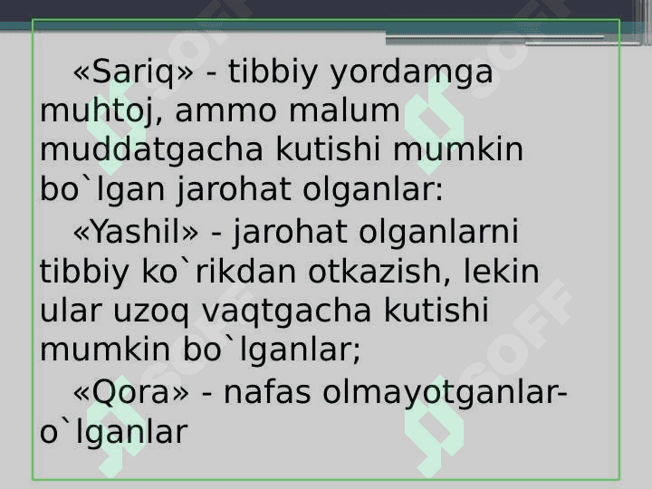 Avariya va katastrofada jabrlanganlarga birinchi tiibbiy yordam ko’rsatish 4