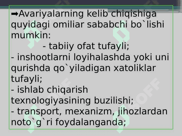 Avariya va katastrofada jabrlanganlarga birinchi tiibbiy yordam ko’rsatish 7
