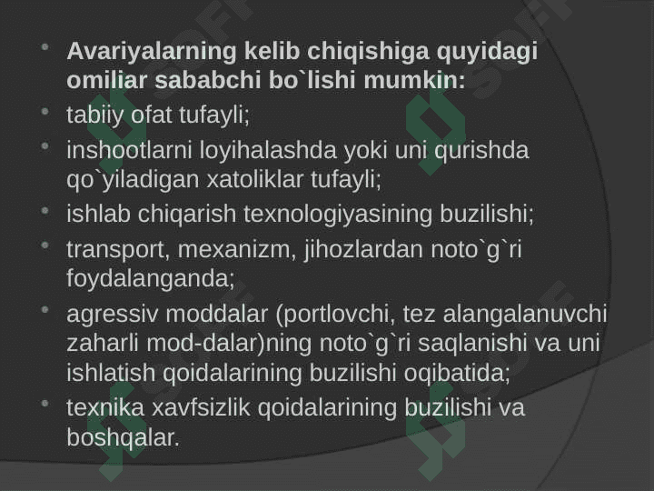 Avariyalarning kelib chiqishi va birinchi tez yordam 2