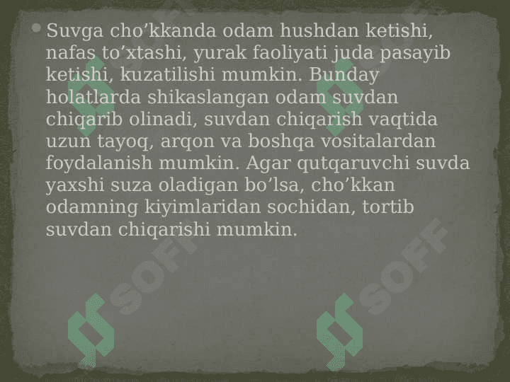 SUVGA CHO’KANDA BIRINCHI YORDAM 2