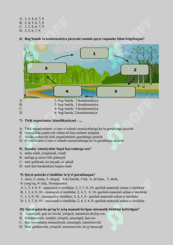Tabiiy fanlar 6-sinf chsb 2