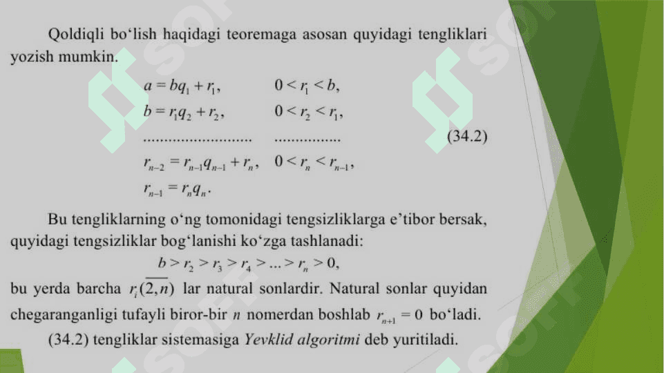 Bo‘linish belgilari.  Sonlarining umumiy bo‘luvchisi  karralisi 6