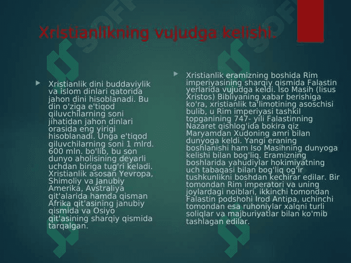 Xristianlik vujudga kelishi 2