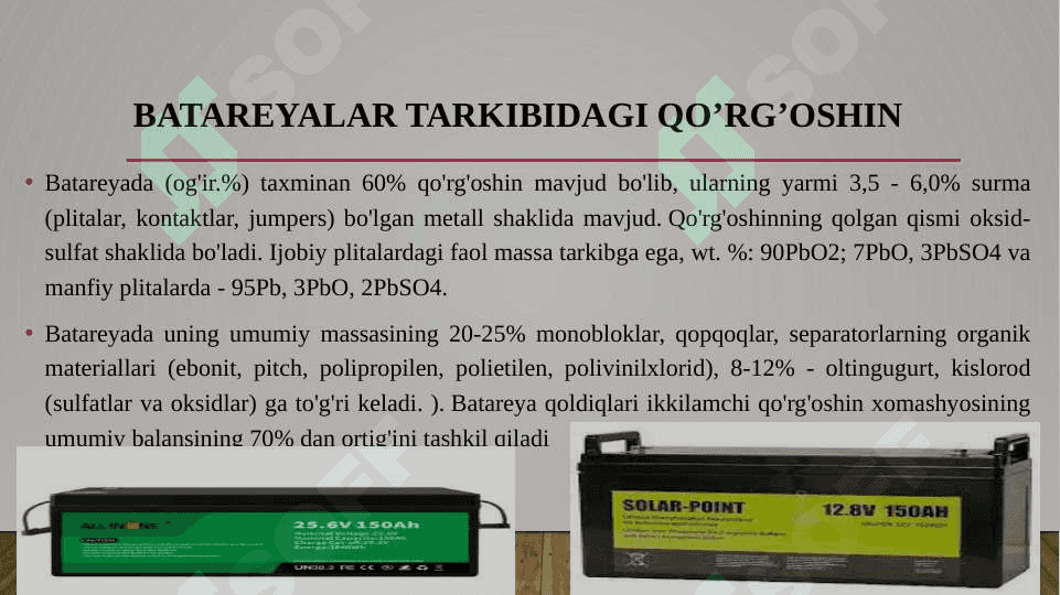 Tarkibida qo‘rg‘oshin bo‘lgan temir – tersak va chiqindilarni qayta ishlash 4