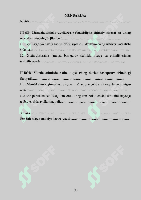MAMLAKATIMIZDA AYOLLARGA YO’NALTIRILGAN IJTIMOIY SIYOSATNING O’ZIGA XOS XUSUSIYATLARI 3