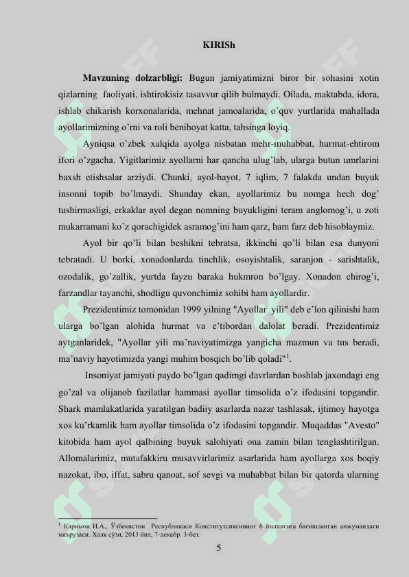 MAMLAKATIMIZDA AYOLLARGA YO’NALTIRILGAN IJTIMOIY SIYOSATNING O’ZIGA XOS XUSUSIYATLARI 4