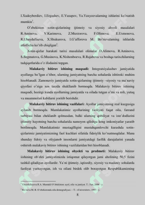 MAMLAKATIMIZDA AYOLLARGA YO’NALTIRILGAN IJTIMOIY SIYOSATNING O’ZIGA XOS XUSUSIYATLARI 7
