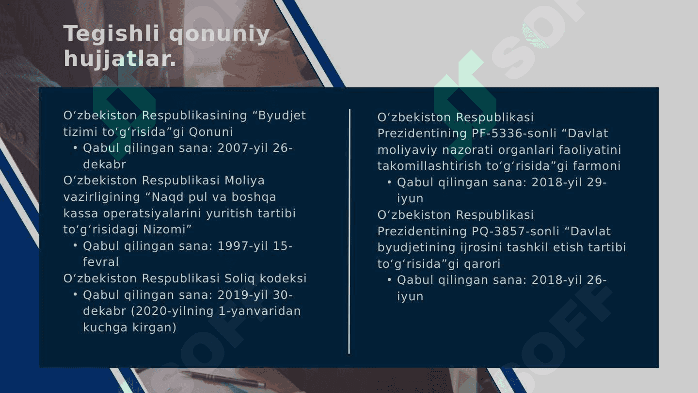 Byudjet Tashkilotlarida kassa ishini tashkil etish tartibi. 3