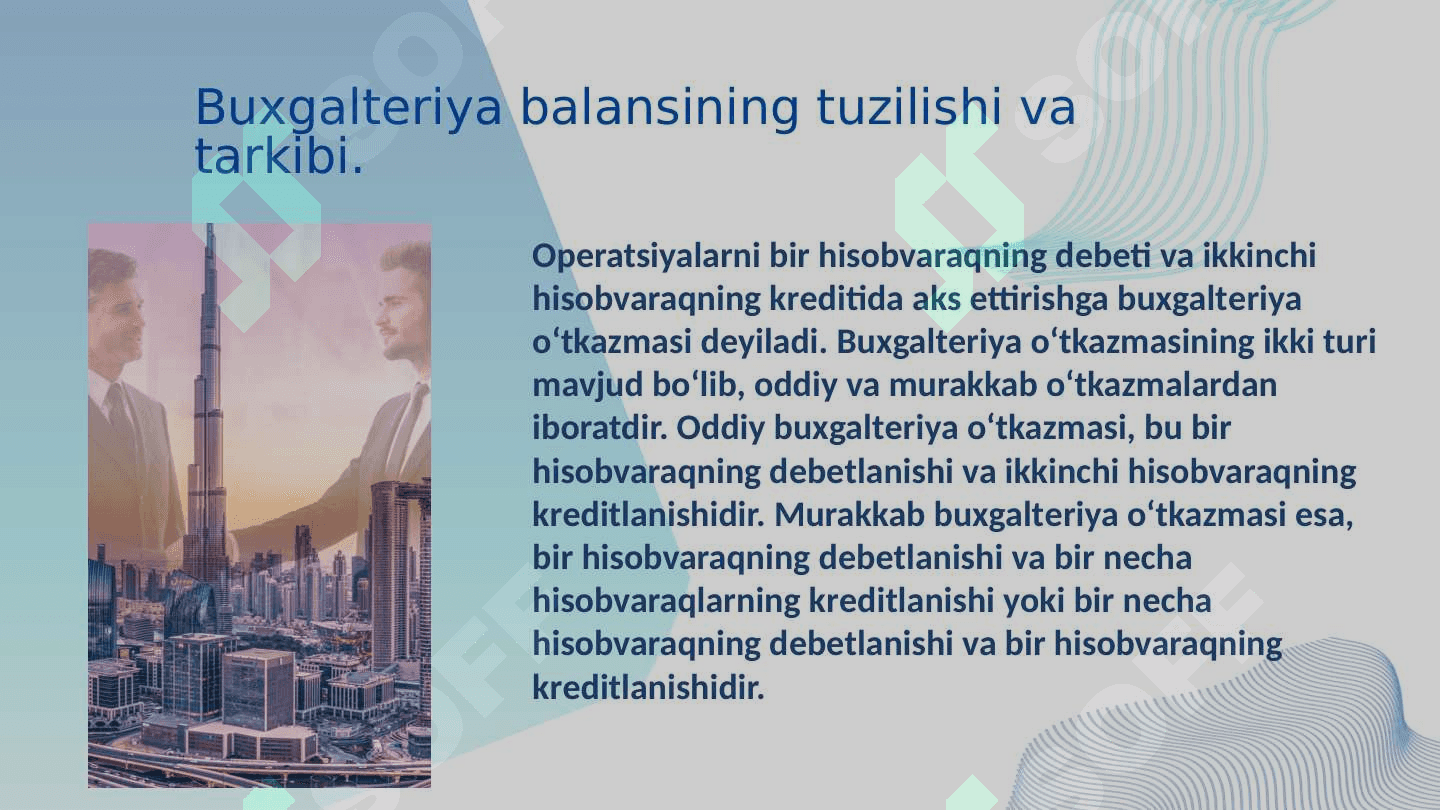 Xo’jalik muomalalari ta’sirida balansda sodir bo’ladigan o'zgarishlar 6