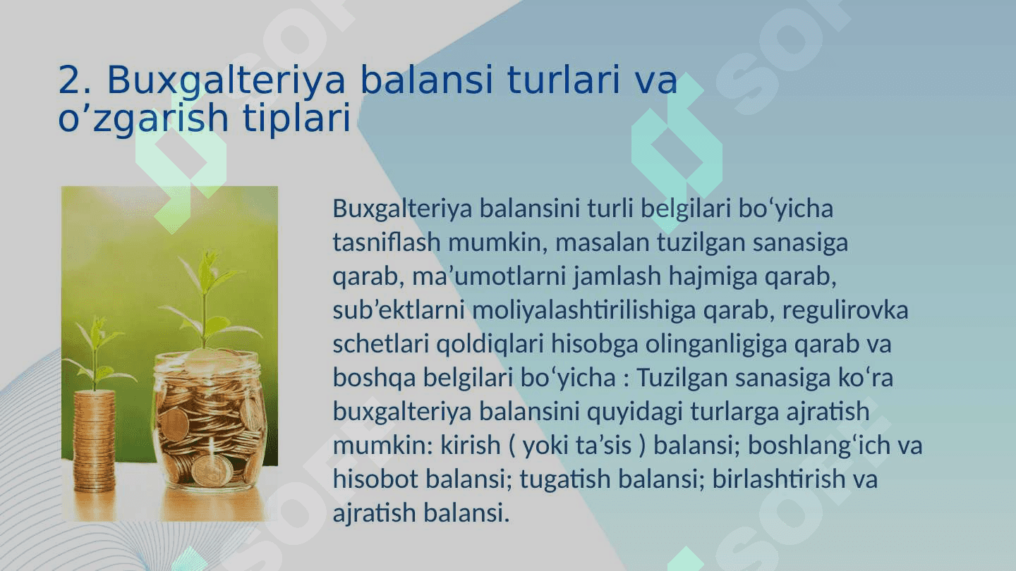 Xo’jalik muomalalari ta’sirida balansda sodir bo’ladigan o'zgarishlar 7