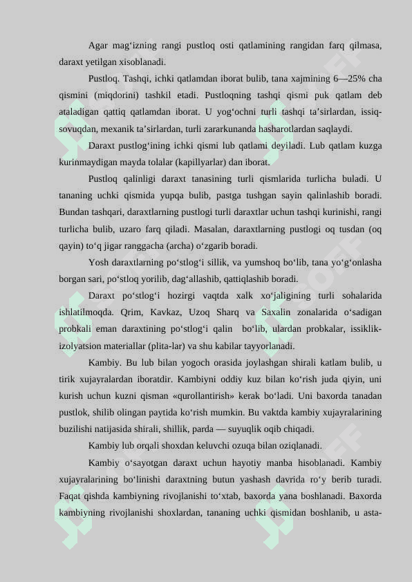 Yog'och turlari va xususiyatlarini o'qitish metodikasi 8