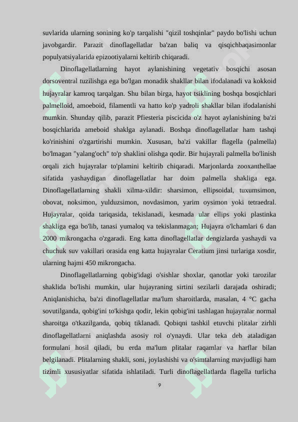DINOFIT YOKI PIROFIT SUVO’TLARINING KLASSIFIKATSIYASI 8
