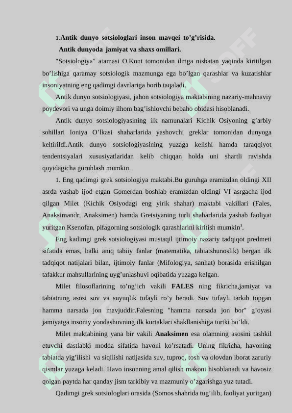 ANTIK DAVR VA SHARQ MUTAFAKKIRLARINING SOTSIOLOGIK QARASHLARI 2