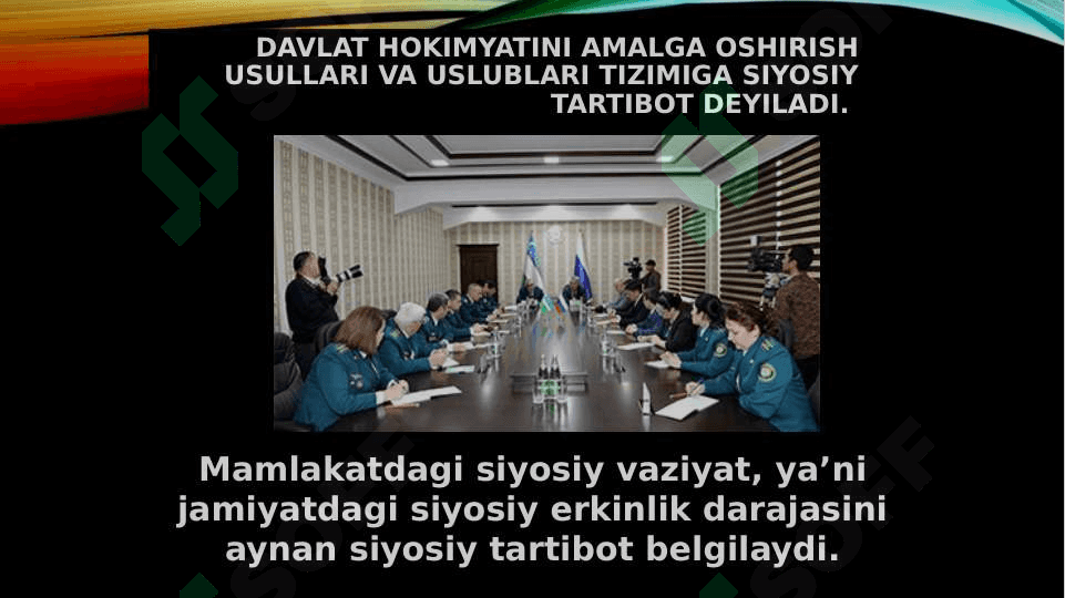Siyosiy tartibot (rejim). Davlat organlari. Davlat mexanizmi 2