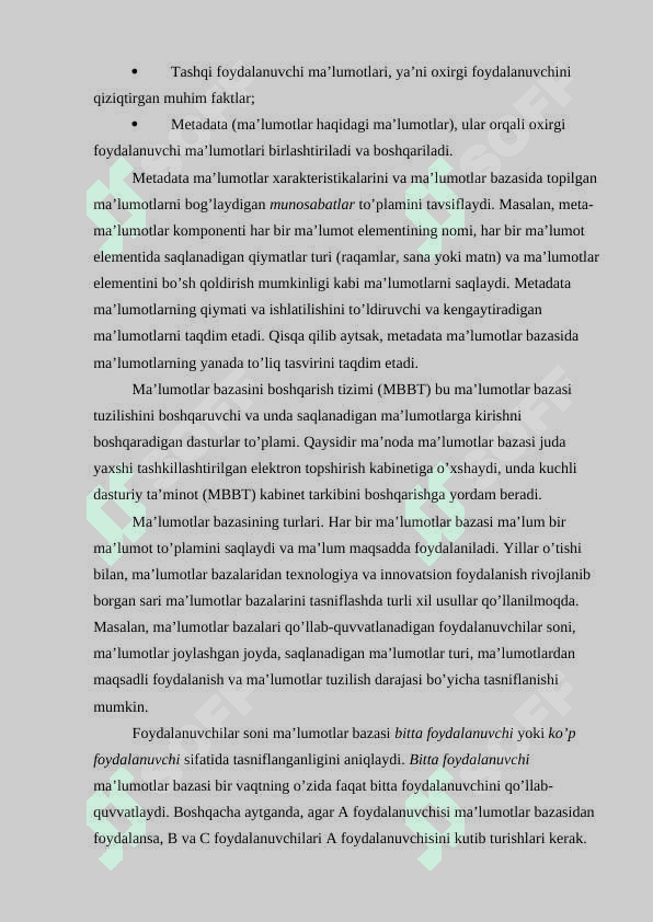 Avtomobillarga texnik xizmat ko'rsatish ma'lumotlar bazasini loyihalash 6
