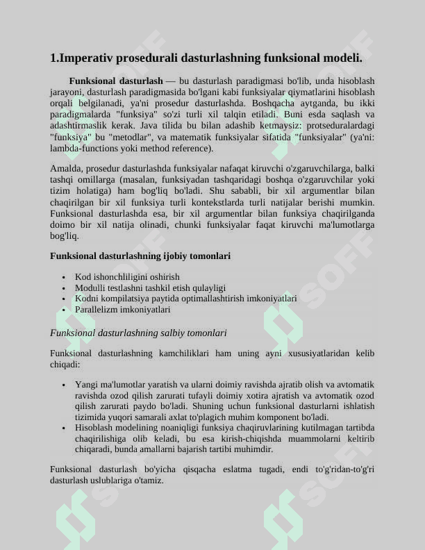 Dasturlash uslublari va paradigmalar fanidan mustaqil ishlar .Ma'lumotlar 2