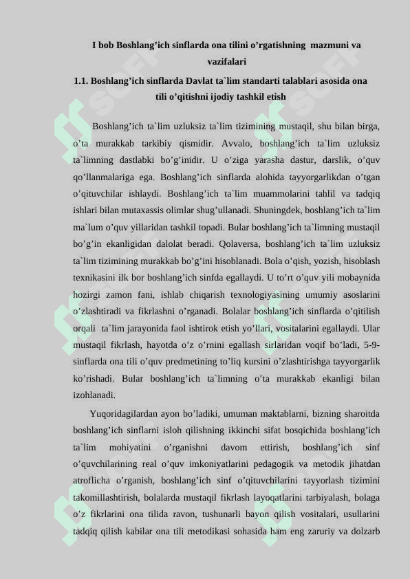 BOSHLANG’ICH SINFLARDA ONA TILINI O’RGATISHNING  MAZMUNI VA VAZIFALARI 3