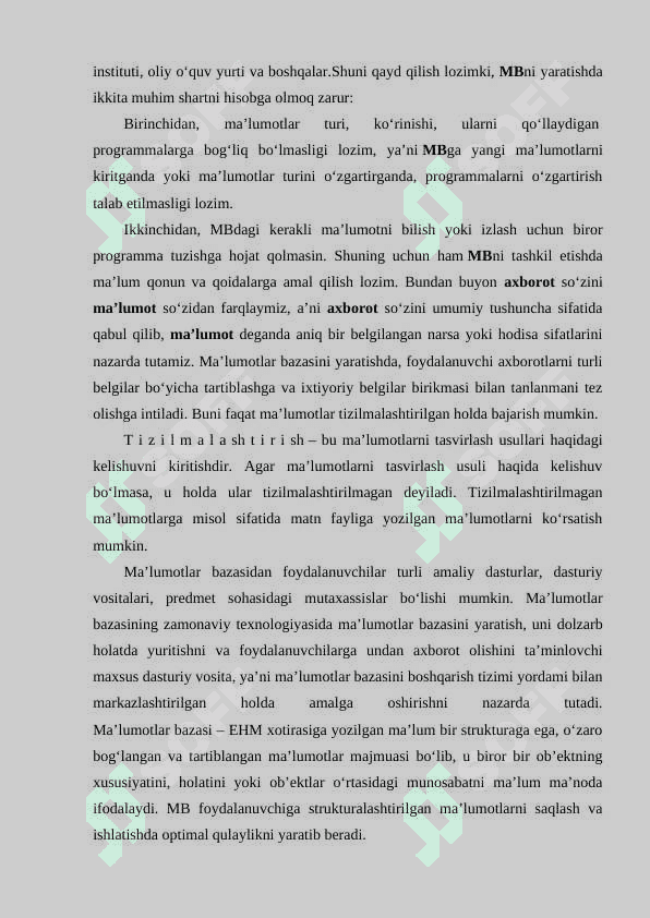 Kafedra Ma`lumotlar bazasini loyihalash 5