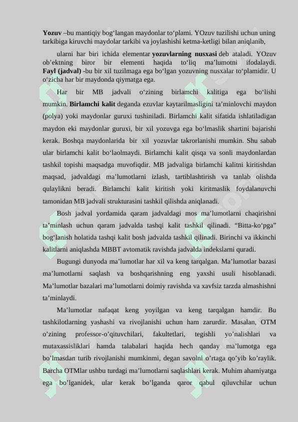 Kafedra Ma`lumotlar bazasini loyihalash 8