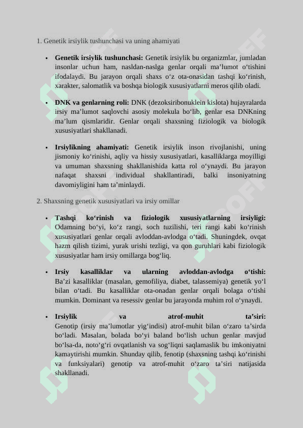 Mavzu: Shaxsning genetik irsiyligi 3