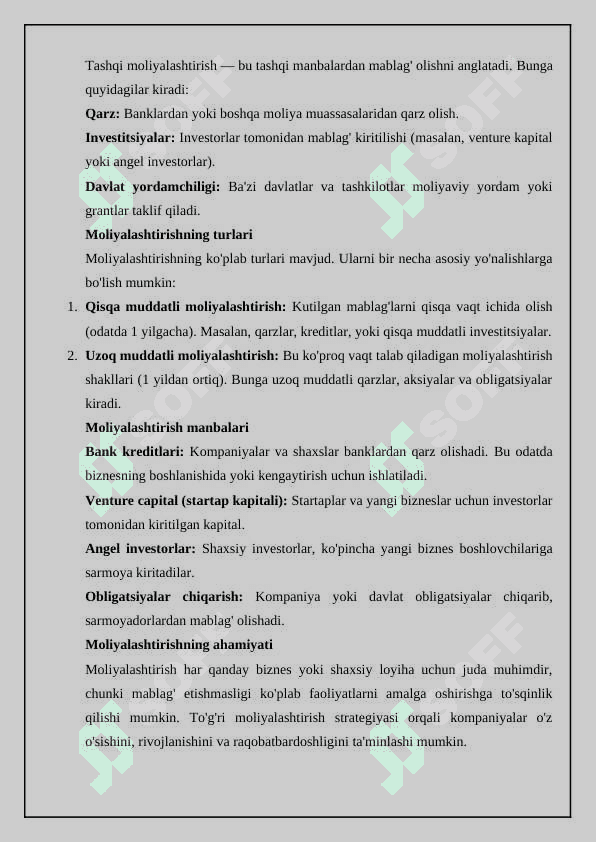 Innovatsion moliyalashtirish 2