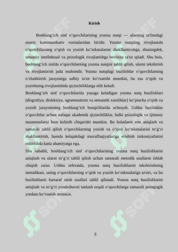 Boshlangʻich sinf oʻquvchilarining yozma nutq buzilishlarining tekshirish metodikasi 3